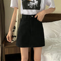 Img 1 - Summer Black Denim Skirt Women Korean Trendy A-Line High Waist Slim Look Hip Flattering Skirt