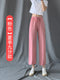 Img 13 - Ice Silk Wide Leg Culottes Women High Waist Drape Solid Colored Loose Summer Thin Floor Length Casual Straight Long Pants