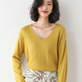 Folded V-Neck Sweater Women Thin Loose Outdoor Korean All-Matching Long Sleeved Tops Outerwear