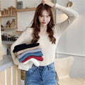 Img 1 - Korean Slim Look V-Neck Under Pullover Solid Colored Casual All-Matching Undershirt Sweater Women