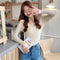 IMG 122 of Korean Slim Look V-Neck Under Pullover Solid Colored Casual All-Matching Undershirt Sweater Women Outerwear