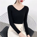 Img 12 - Women Western V-Neck Long Sleeved All-Matching Fitted Sweater
