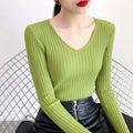 Img 15 - Women Western V-Neck Long Sleeved All-Matching Fitted Sweater