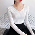Img 6 - Women Western V-Neck Long Sleeved All-Matching Fitted Sweater