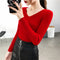 Img 10 - Women Western V-Neck Long Sleeved All-Matching Fitted Sweater