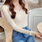 IMG 124 of Korean Slim Look V-Neck Under Pullover Solid Colored Casual All-Matching Undershirt Sweater Women Outerwear