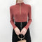 IMG 112 of Sweater T-Shirt Women Korean chic Half-Height Collar Ring Zipper insSlim Look Long Sleeved Undershirt Outerwear