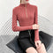IMG 117 of Sweater T-Shirt Women Korean chic Half-Height Collar Ring Zipper insSlim Look Long Sleeved Undershirt Outerwear