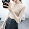 IMG 118 of Sweater T-Shirt Women Korean chic Half-Height Collar Ring Zipper insSlim Look Long Sleeved Undershirt Outerwear
