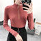 IMG 111 of Sweater T-Shirt Women Korean chic Half-Height Collar Ring Zipper insSlim Look Long Sleeved Undershirt Outerwear