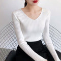 Img 2 - Women Western V-Neck Long Sleeved All-Matching Fitted Sweater