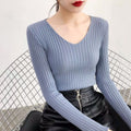 Img 4 - Women Western V-Neck Long Sleeved All-Matching Fitted Sweater