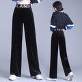 Img 2 - Sparkle Straight Wide Leg High Waist Drape Casual Floor Length Slim-Look Tall Look Women Pants