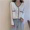 IMG 109 of Thin Women Country High Waist Slim Look Short Single-Breasted Silk Knitted Cardigan Tops Outerwear