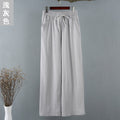 Cotton Blend Wide Leg Pants Women Summer Thin All-Matching Straight Jeans High Waist Drape Plus Size Casual Pants