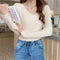 Korean Slim Look V-Neck Matching Pullover Solid Colored Casual All-Matching Sweater Women Outerwear