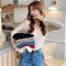 IMG 121 of Korean Slim Look V-Neck Under Pullover Solid Colored Casual All-Matching Undershirt Sweater Women Outerwear