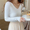 IMG 138 of Korean Slim Look V-Neck Under Pullover Solid Colored Casual All-Matching Undershirt Sweater Women Outerwear