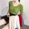Img 1 - Women Western V-Neck Long Sleeved All-Matching Fitted Sweater