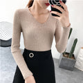 Img 7 - Women Western V-Neck Long Sleeved All-Matching Fitted Sweater
