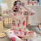 IMG 126 of Korea Korean insChequered Pajamas Women Sleeve Length Pants Cardigan Adorable Cartoon Sets Loungewear Sleepwear