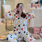 IMG 132 of Korea Korean insChequered Pajamas Women Sleeve Length Pants Cardigan Adorable Cartoon Sets Loungewear Sleepwear