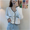 Img 1 - Thin Women Country High Waist Slim Look Short Single-Breasted Silk Knitted Cardigan Tops