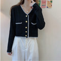 Img 2 - Thin Women Country High Waist Slim Look Short Single-Breasted Silk Knitted Cardigan Tops