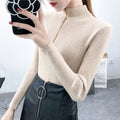 Img 3 - Sweater T-Shirt Women Korean chic Half-Height Collar Ring Zipper insSlim Look Long Sleeved Undershirt
