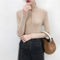 IMG 120 of Sweater T-Shirt Women Korean chic Half-Height Collar Ring Zipper insSlim Look Long Sleeved Undershirt Outerwear