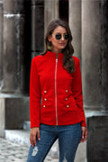 Img 5 - Women Popular Solid Colored St Collar Zipper Button Jacket