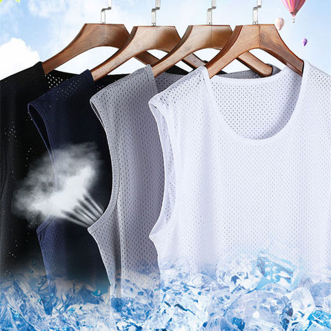 Img 2 - Ice Silk Tank Top Men Thin Mesh Breathable Quick-Drying Sporty Outdoor Sleeveless T-Shirt Summer Tank Top