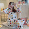 IMG 133 of Korea Korean insChequered Pajamas Women Sleeve Length Pants Cardigan Adorable Cartoon Sets Loungewear Sleepwear