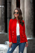 Img 4 - Women Popular Solid Colored St Collar Zipper Button Jacket