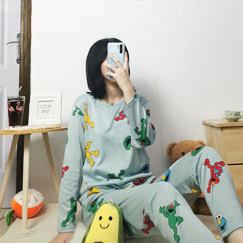 Summer Women Short Sleeve Sets Pajamas Mid-Length Cropped Pants Outdoor Loungewear Mickey Mouse Sleepwear