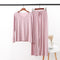 Modal Plus Size Korean V-Neck Long Sleeved Wide-legged Pants Two-Piece Sets Loungewear Sleepwear