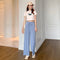 Img 4 - Summer Thin High Waist Loose Drape Casual Lengthen Ruffle Ice Silk Wide Leg Pants