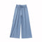 Img 5 - Summer Thin High Waist Loose Drape Casual Lengthen Ruffle Ice Silk Wide Leg Pants