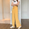 Img 2 - Summer Thin High Waist Loose Drape Casual Lengthen Ruffle Ice Silk Wide Leg Pants