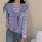 IMG 111 of Popular Trendy Short Sleeve Sweater Women Korean Western Shawl Striped Tops Outerwear