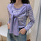 Img 4 - Popular Trendy Short Sleeve Sweater Women Korean Western Shawl Striped Tops