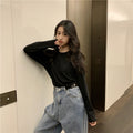 IMG 118 of Long Sleeved T-Shirt Undershirt Women Korean Loose All-Matching Solid Colored Popular Inspired Tops ins Outerwear