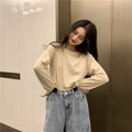 IMG 126 of Long Sleeved T-Shirt Undershirt Women Korean Loose All-Matching Solid Colored Popular Inspired Tops ins Outerwear