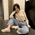 IMG 127 of Long Sleeved T-Shirt Undershirt Women Korean Loose All-Matching Solid Colored Popular Inspired Tops ins Outerwear