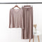 Modal Plus Size Korean V-Neck Long Sleeved Wide-legged Pants Two-Piece Sets Loungewear Sleepwear