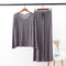 Modal Plus Size Korean V-Neck Long Sleeved Wide-legged Pants Two-Piece Sets Loungewear Sleepwear