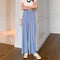 Img 1 - Summer Thin High Waist Loose Drape Casual Lengthen Ruffle Ice Silk Wide Leg Pants