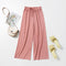 Img 9 - Summer Thin High Waist Loose Drape Casual Lengthen Ruffle Ice Silk Wide Leg Pants