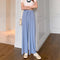 Summer Thin High Waist Loose Drape Casual Lengthen Ruffle Ice Silk Wide Leg Pants