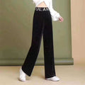 Img 4 - Black Sparkle Wide Leg High Waist Straight Casual Korean Loose All-Matching Drape Long Pants Women Pants